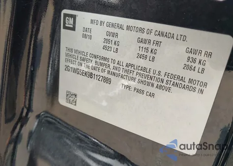 2011 Chevrolet Impala Lt z USA, uszkodzony, nr VIN 2G1WG5EK9B1127889